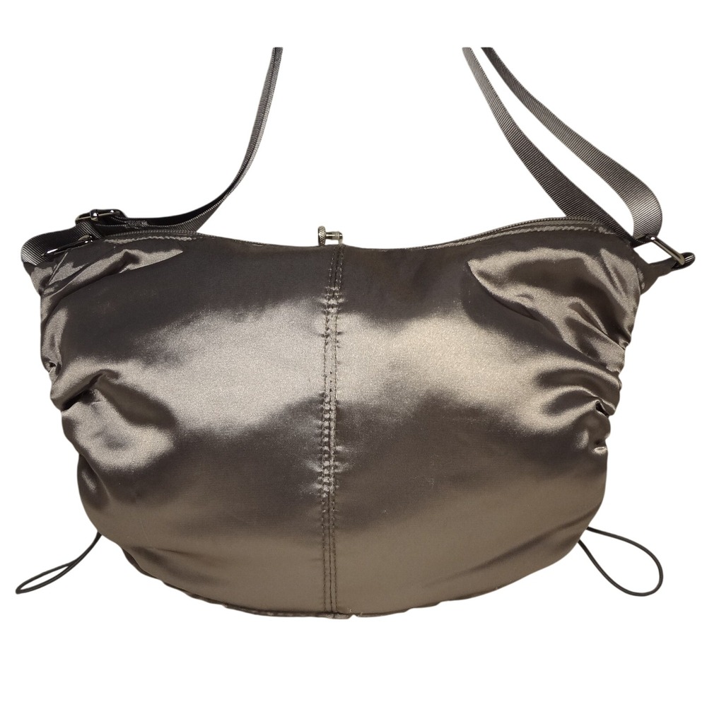 Wild Fable Silver Crossbody Bag Ruched Nylon‎ Lightweight Travel Shoulder Purse